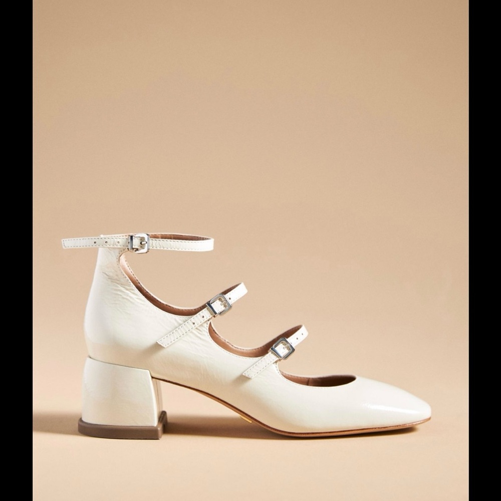 Vicenza Triple Strap Ivory Mary Jane Heels